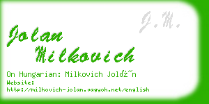 jolan milkovich business card